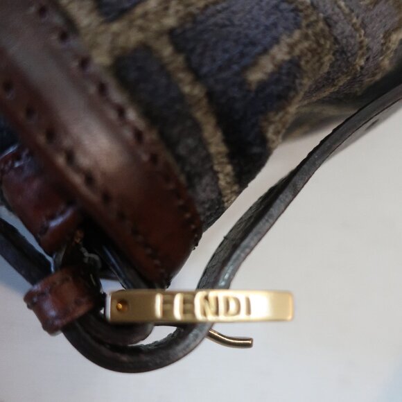 Womens Fendi Zucca Mini Mama Baguette Velour Velvet Leather Shoulder Handbag - Picture 11 of 16
